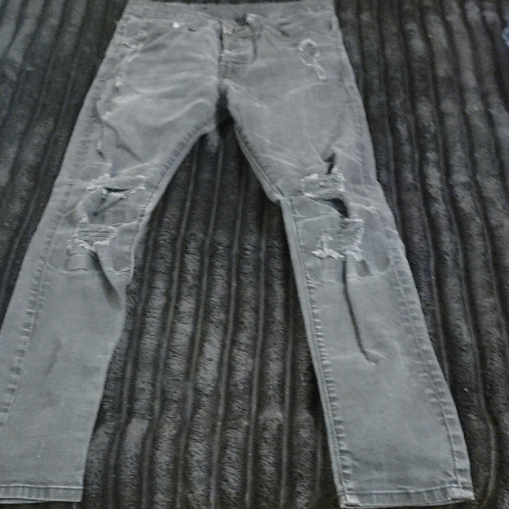 Distressed Gray Jeans